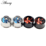 2pc Red Propeller Fan Ear Tunnel Plugs Gauges Kit