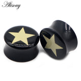 2pc Cross Star Skull Leopard Ear Plug Acrylic Saddle Gauge Tunnel Piercing