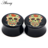 2pc Cross Star Skull Leopard Ear Plug Acrylic Saddle Gauge Tunnel Piercing