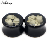 2pc Cross Star Skull Leopard Ear Plug Acrylic Saddle Gauge Tunnel Piercing