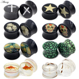 2pc Cross Star Skull Leopard Ear Plug Acrylic Saddle Gauge Tunnel Piercing