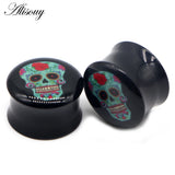 2pc Cross Star Skull Leopard Ear Plug Acrylic Saddle Gauge Tunnel Piercing