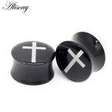 2pc Cross Star Skull Leopard Ear Plug Acrylic Saddle Gauge Tunnel Piercing