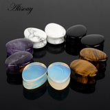 2pc Quartz Organic Flesh Tunnels Stone Ear Plugs 5-25mm
