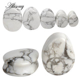 2pc Quartz Organic Flesh Tunnels Stone Ear Plugs 5-25mm