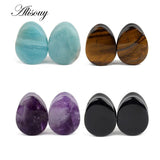 2pc Quartz Organic Flesh Tunnels Stone Ear Plugs 5-25mm