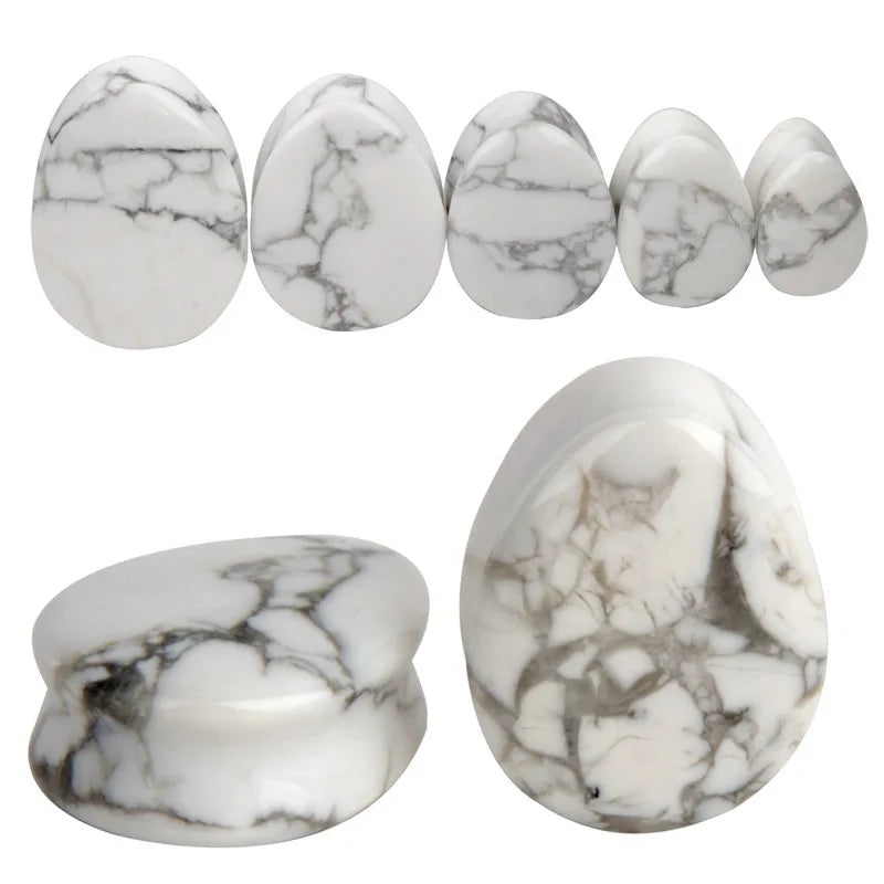 2pc Quartz Organic Flesh Tunnels Stone Ear Plugs 5-25mm