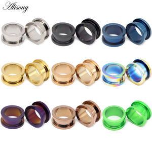2pcs Stainless Steel Ear Tunnels Plugs Expander Stretcher Ear Gauges