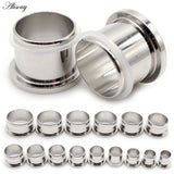 2pcs Stainless Steel Ear Plugs Tunnel Expander Flesh Stretcher Gauges