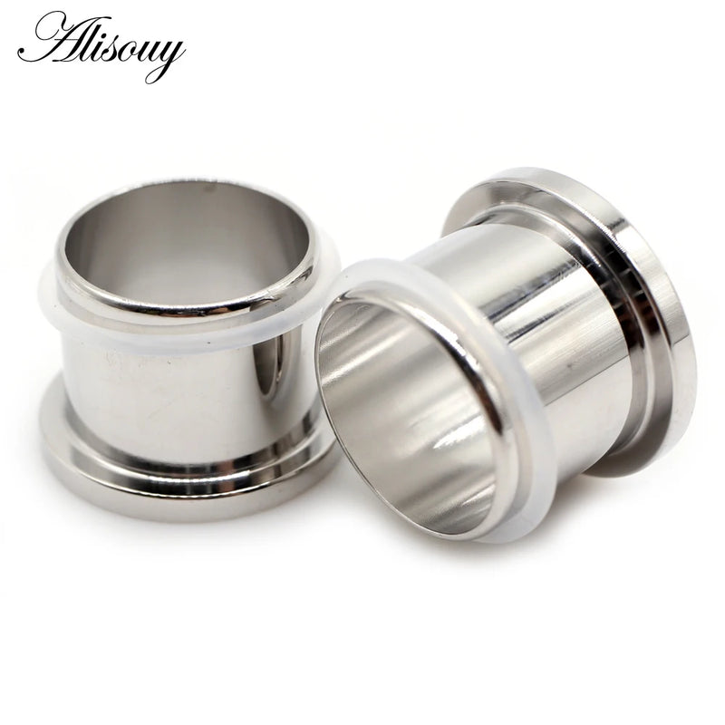 2pcs Stainless Steel Ear Plugs Tunnel Expander Flesh Stretcher Gauges