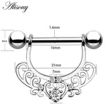 2pcs 14G Nipple Piercing Bar Zircon Crystal Shield Body Jewelry