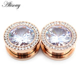 2pcs 6-16mm CZ Steel Screw Ear Tunnels Plugs Flesh Stretcher Gauges