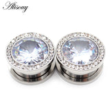 2pcs 6-16mm CZ Steel Screw Ear Tunnels Plugs Flesh Stretcher Gauges