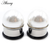 2pcs 6-16mm Stainless Steel Pearl Ear Tunnels Plugs Gauges Body Jewelry