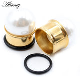 2pcs 6-16mm Stainless Steel Pearl Ear Tunnels Plugs Gauges Body Jewelry