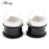 2pcs 6-16mm Stainless Steel Pearl Ear Tunnels Plugs Gauges Body Jewelry