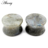 2pcs 6-22mm Spectrolite Stone Ear Tunnels Plugs Expander Earrings Gauges