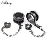 2pcs Stainless Steel Ear Tunnel Plugs Flesh Expander Stretcher Gauges