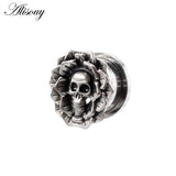 2pcs Skull Flower Unscrew Ear Tunnels Plugs Expander Stretcher Gauges