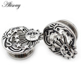 2PCS Retro Stainless Steel Ear Tunnel Plug Expander Stretcher Gauge