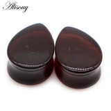 2pcs Water Drop Glass Ear Plug Tunnel Gauges Expander Earring Piercing