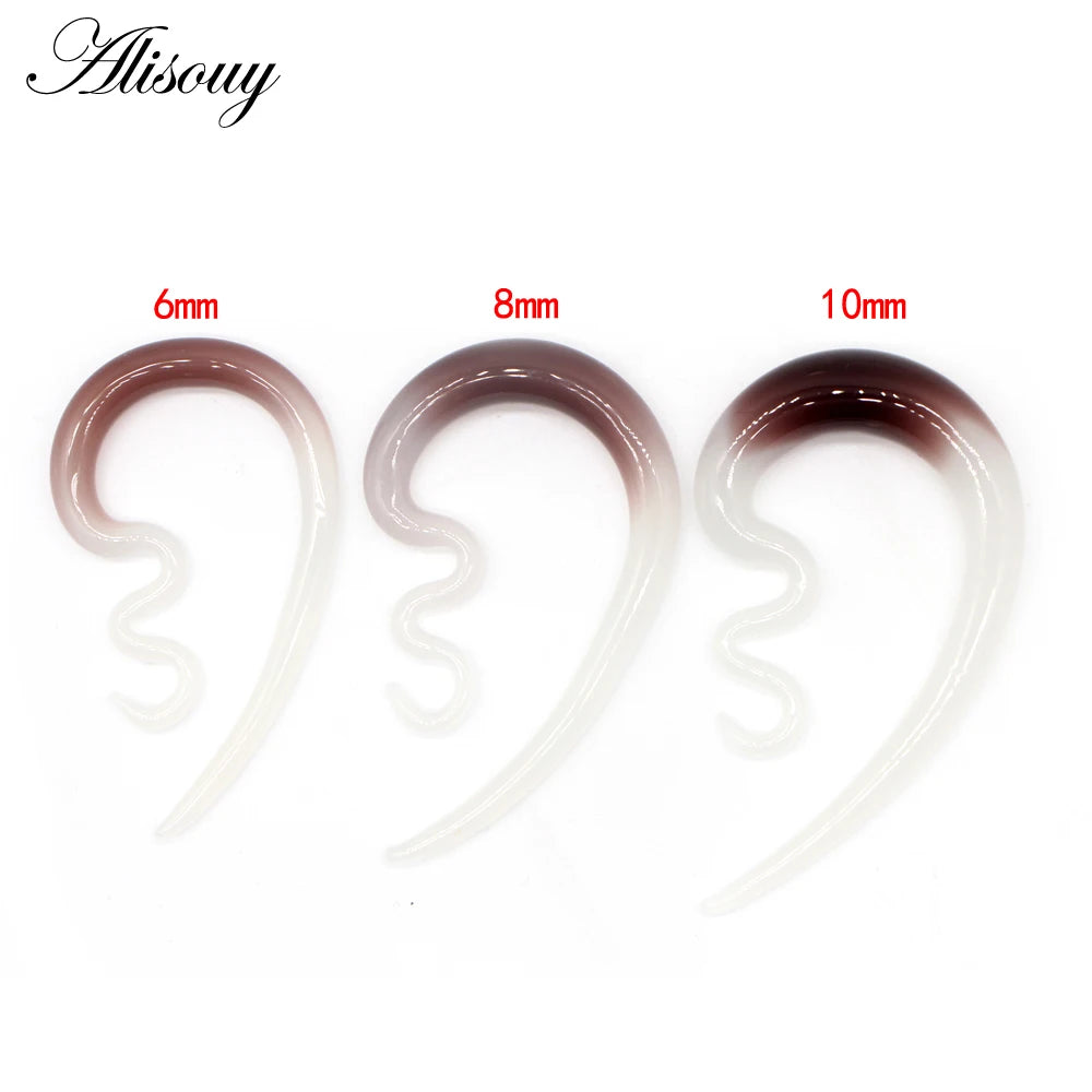 2pcs Ear Shape Colored Glass Ear Expander Plug Tunnels Flesh Stretche