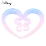 2pcs Ear Shape Colored Glass Ear Expander Plug Tunnels Flesh Stretche