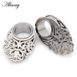 2pcs Stainless Steel Ear Plugs Dangle Piercing Gauges Expander Body Jewel