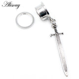 2pcs Stainless Steel Cat Sword Cross Ear Tunnels Plugs