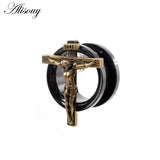 2pcs Stainless Steel Cross Jesus Ear Tunnels Plugs