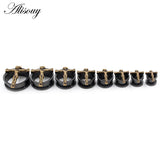 2pcs Stainless Steel Cross Jesus Ear Tunnels Plugs