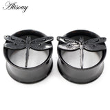 2pcs 8-25mm Dragonfly Ear Tunnels Flesh Expanders Body Jewelry