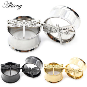 2pcs 8-25mm Dragonfly Ear Tunnels Flesh Expanders Body Jewelry