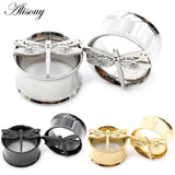 2pcs 8-25mm Dragonfly Ear Tunnels Flesh Expanders Body Jewelry