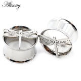 2pcs 8-25mm Dragonfly Ear Tunnels Flesh Expanders Body Jewelry