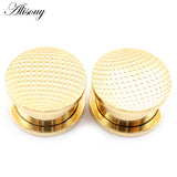 2pcs Stainless Steel Earth Ball Ear Tunnels Plugs Flesh Stretchers Gauges