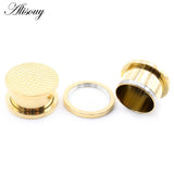 2pcs Stainless Steel Earth Ball Ear Tunnels Plugs Flesh Stretchers Gauges
