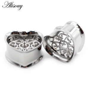2pcs 8-25mm Stainless Steel Ear Tunnels Plugs Body Piercing Jewelry