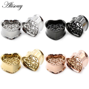2pcs 8-25mm Stainless Steel Ear Tunnels Plugs Body Piercing Jewelry