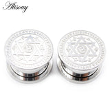 2pcs Stainless Steel Star Eye Ear Tunnels Plugs Gauges Piercing Body Jewelry