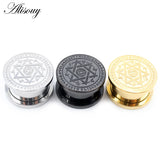2pcs Stainless Steel Star Eye Ear Tunnels Plugs Gauges Piercing Body Jewelry