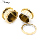 2pcs Stainless Steel Star Eye Ear Tunnels Plugs Gauges Piercing Body Jewelry