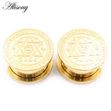 2pcs Stainless Steel Star Eye Ear Tunnels Plugs Gauges Piercing Body Jewelry