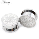 2pcs Stainless Steel Star Eye Ear Tunnels Plugs Gauges Piercing Body Jewelry