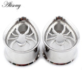 2pcs Stainless Steel Water Drop Spider Ear Tunnels Plugs 8-25mm