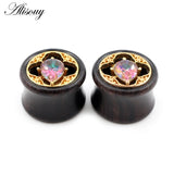 2pcs Water Drop CZ Wood Ear Tunnels Plugs Gauges