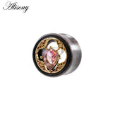 2pcs Water Drop CZ Wood Ear Tunnels Plugs Gauges