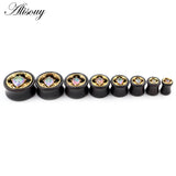 2pcs Water Drop CZ Wood Ear Tunnels Plugs Gauges