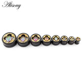 2pcs Water Drop CZ Wood Ear Tunnels Plugs Gauges