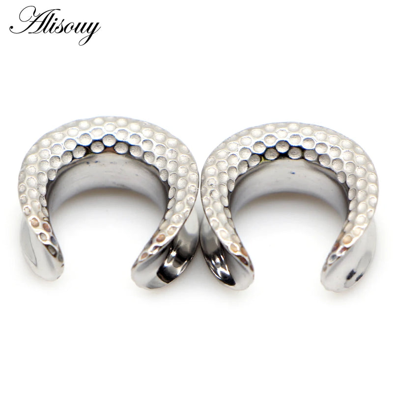 2pcs Steel Ear Tunnel Plugs 8mm-28mm Saddle Ear Expanders Tunnels for Stretchers